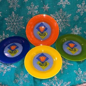 4 Vintage Matys Arcoroc RARE Tulip 7 3/4" Glass Plate 4 colors available